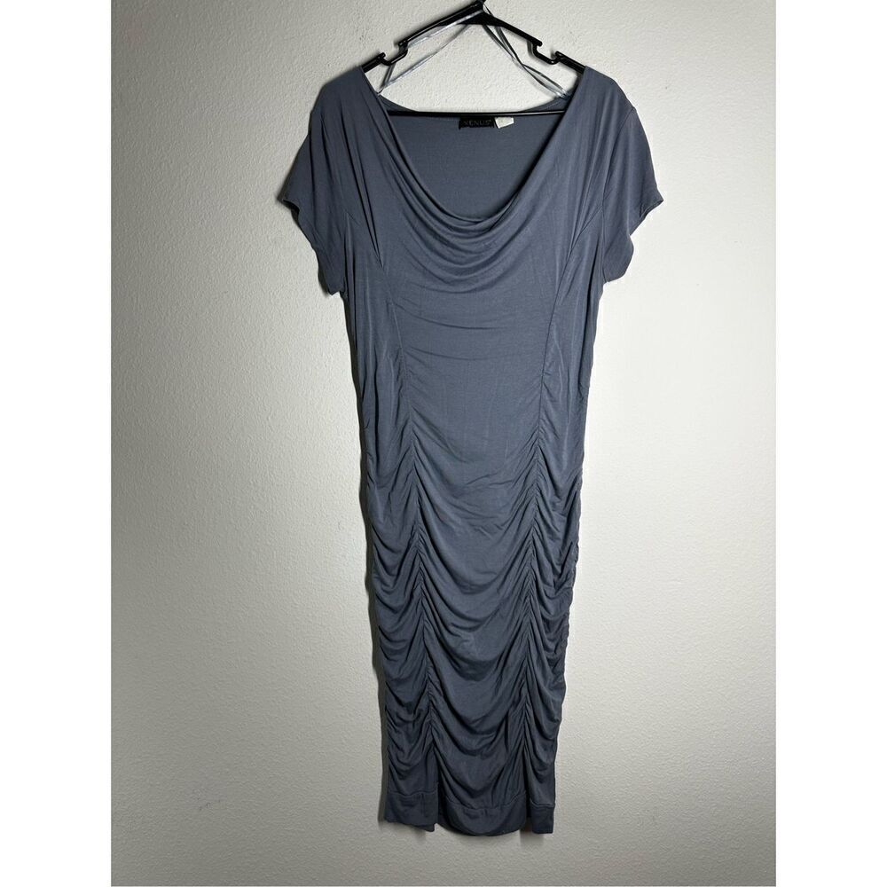 Venus Draped Rouched Bohemian Bodycon Dress Gray Size M